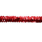 GZ003 OEKO लाल मनके स्ट्रेच सेक्विन रिबन ट्रिम